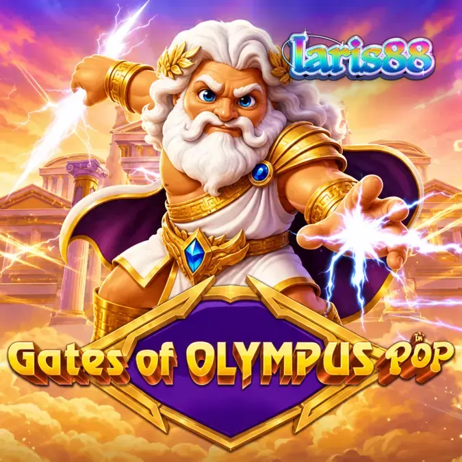 Tampilan visual slot Gates of Olympus POP dengan simbol petir dan dewa Zeus