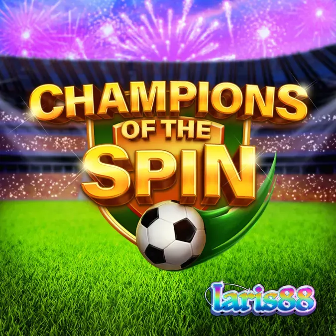 Tampilan visual slot Champions of the Spin dengan tema lapangan sepak bola